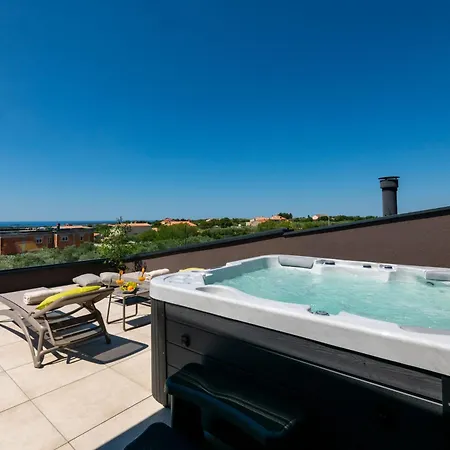 Arestea Near Pula With 35 M2 Heated Pool, Sea View, Wellness & Kids Playground