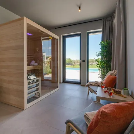Arestea Near Pula With 35 M2 Heated Pool, Sea View, Wellness & Kids Playground Vila Vodnjan